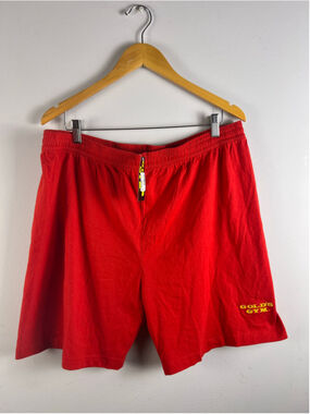 NWT Deadstock Gold’s Gym Men’s XL Red Cotton Drawstring Lounge Gym Shorts